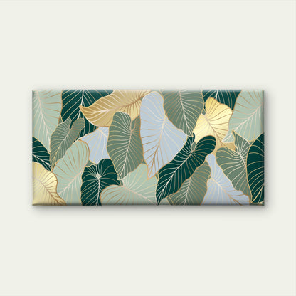 Green Gold Taro Monstera Leaf Print Wall Art Canvas Office Home Framed 120x60cm