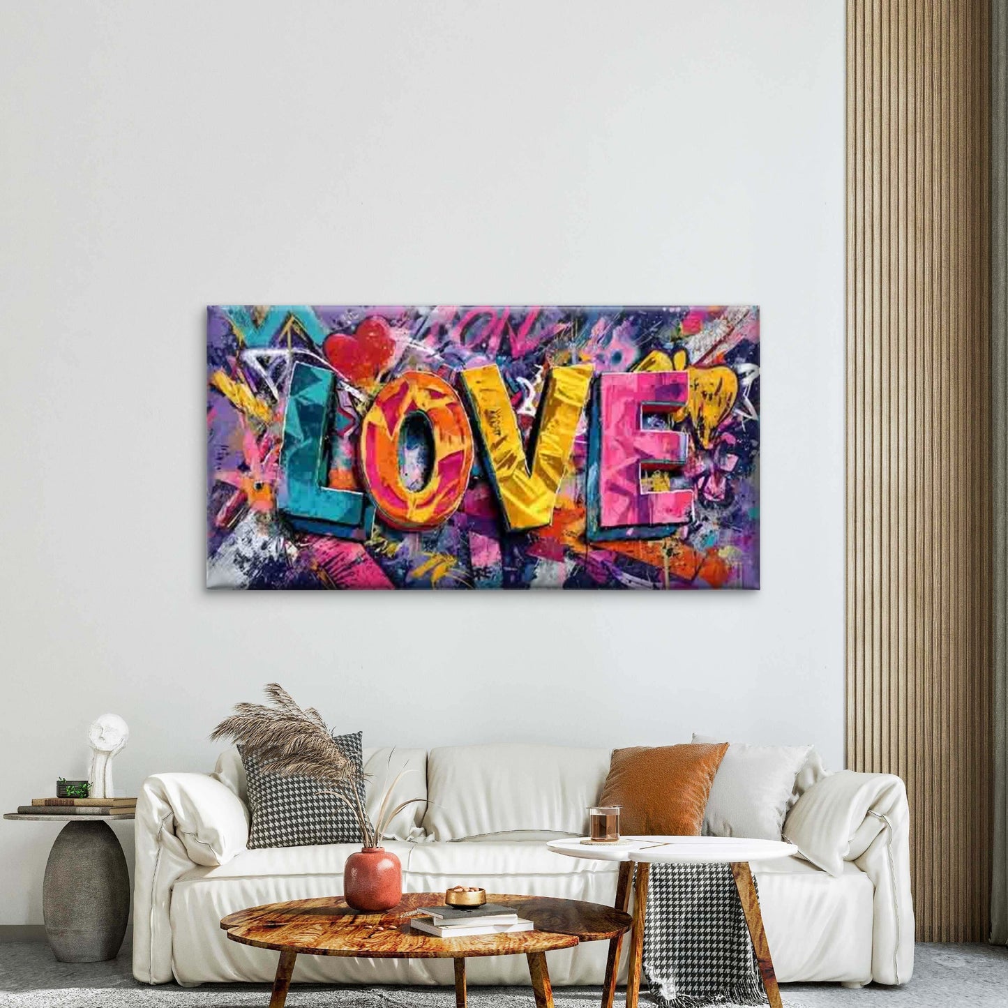 Colorful Graffiti LOVE Text Wall Art Canvas Office Home Room Framed 120x60cm