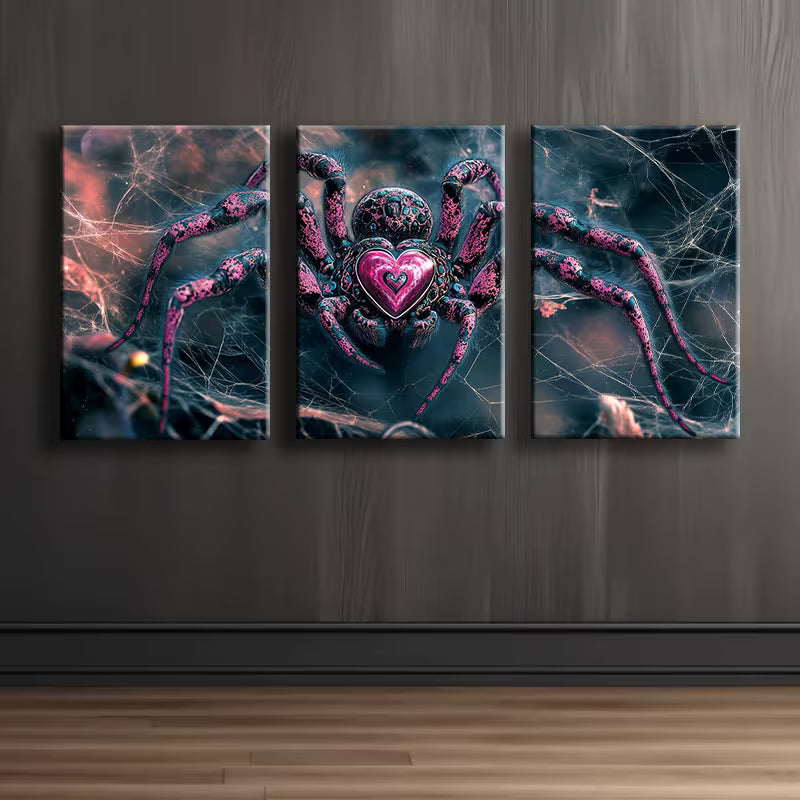 3pcs Love spider Illustration Wall Art Set Canvas Framed 40x60cm - High Quality Print 100% Australian Made Wall Canvas Ready to Hang