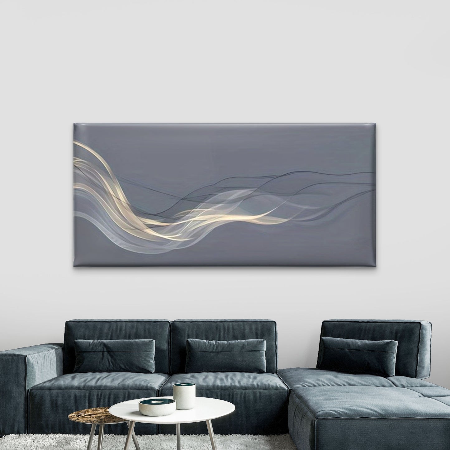 Floating Black Gold Line Wall Art Canvas Office Home Room Framed 120x60cm