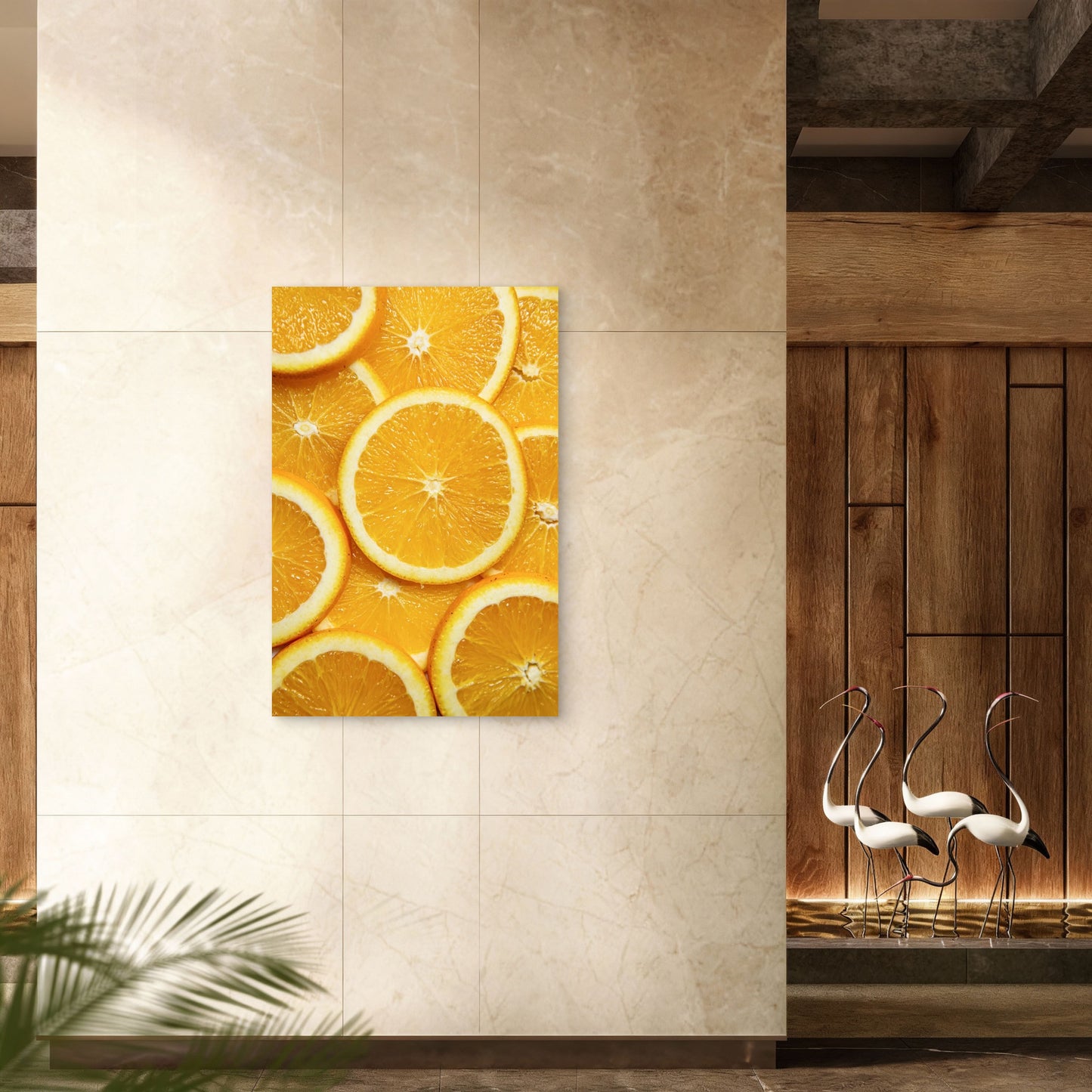 Several Cross Sections Of Oranges 40x60cm Metal Print Ready to Hang