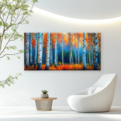 Birch Forest Birch Tree Wall Art Canvas Office Home Room Framed 120x60cm