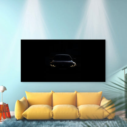 Headlights Piercing Deep Dark Wall Art Canvas Office Home Room Framed 120x60cm