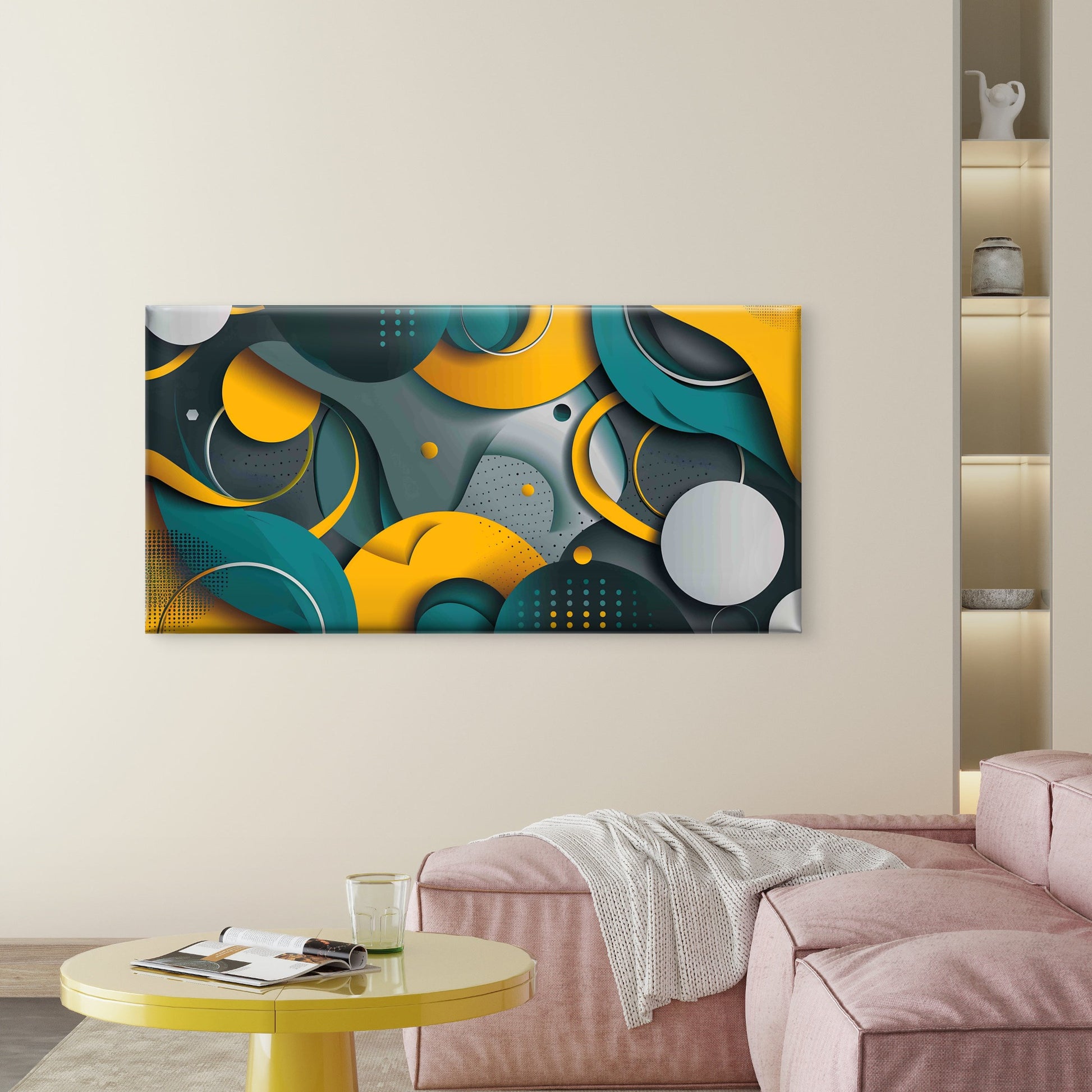 Minimal Abstract Dark Blue Wall Art Canvas Office Home Room Framed 120x60cm - Bella Home Decor
