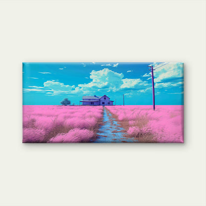 The Isolated Pink Farmstead Wall Art Canvas Office Home Room Framed 120x60cm - Bella Home Decor