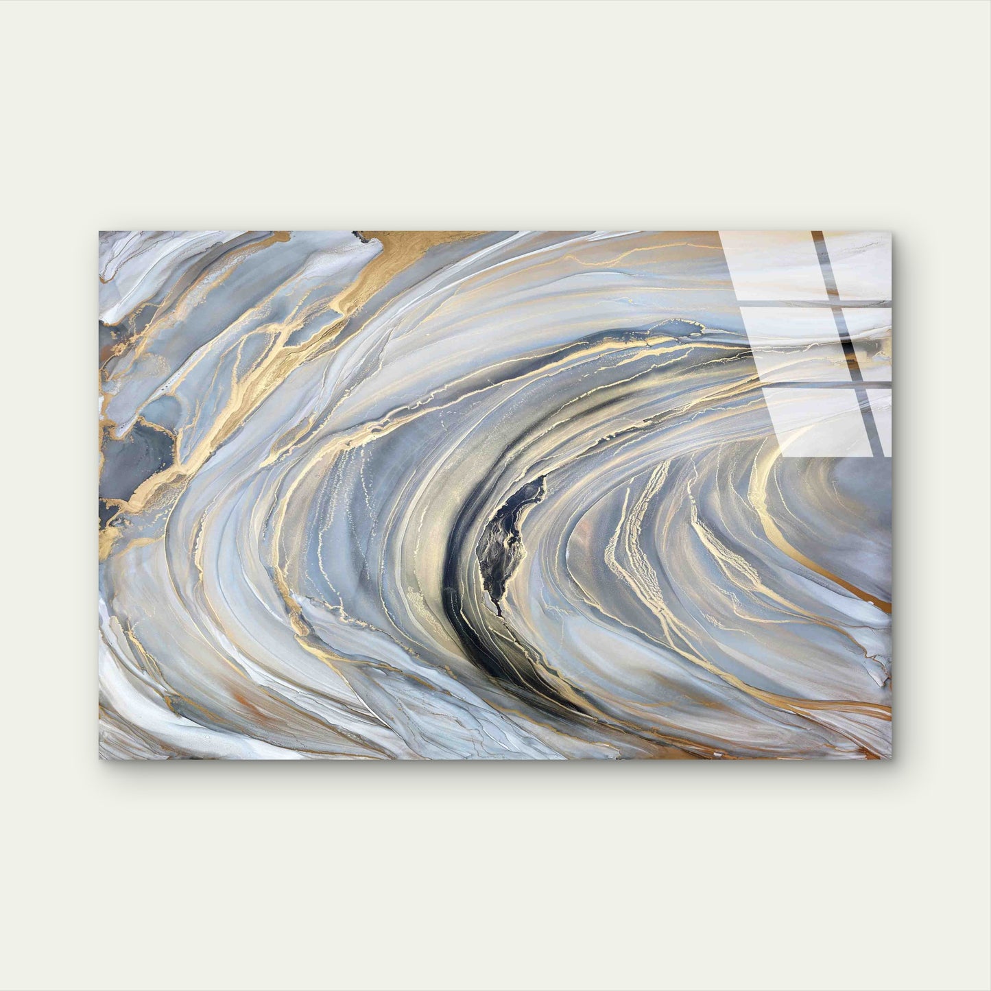 Grey Gold Abstract Tempered Glass Printing Wall Art Australian Made Quality