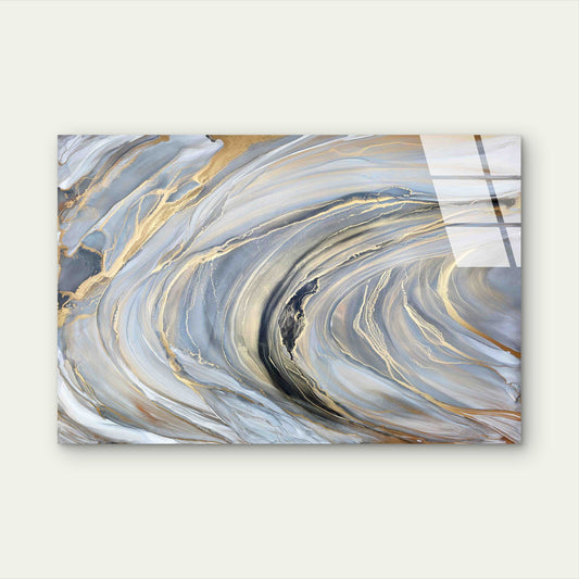 Grey Gold Abstract Tempered Glass Printing Wall Art Australian Made Quality