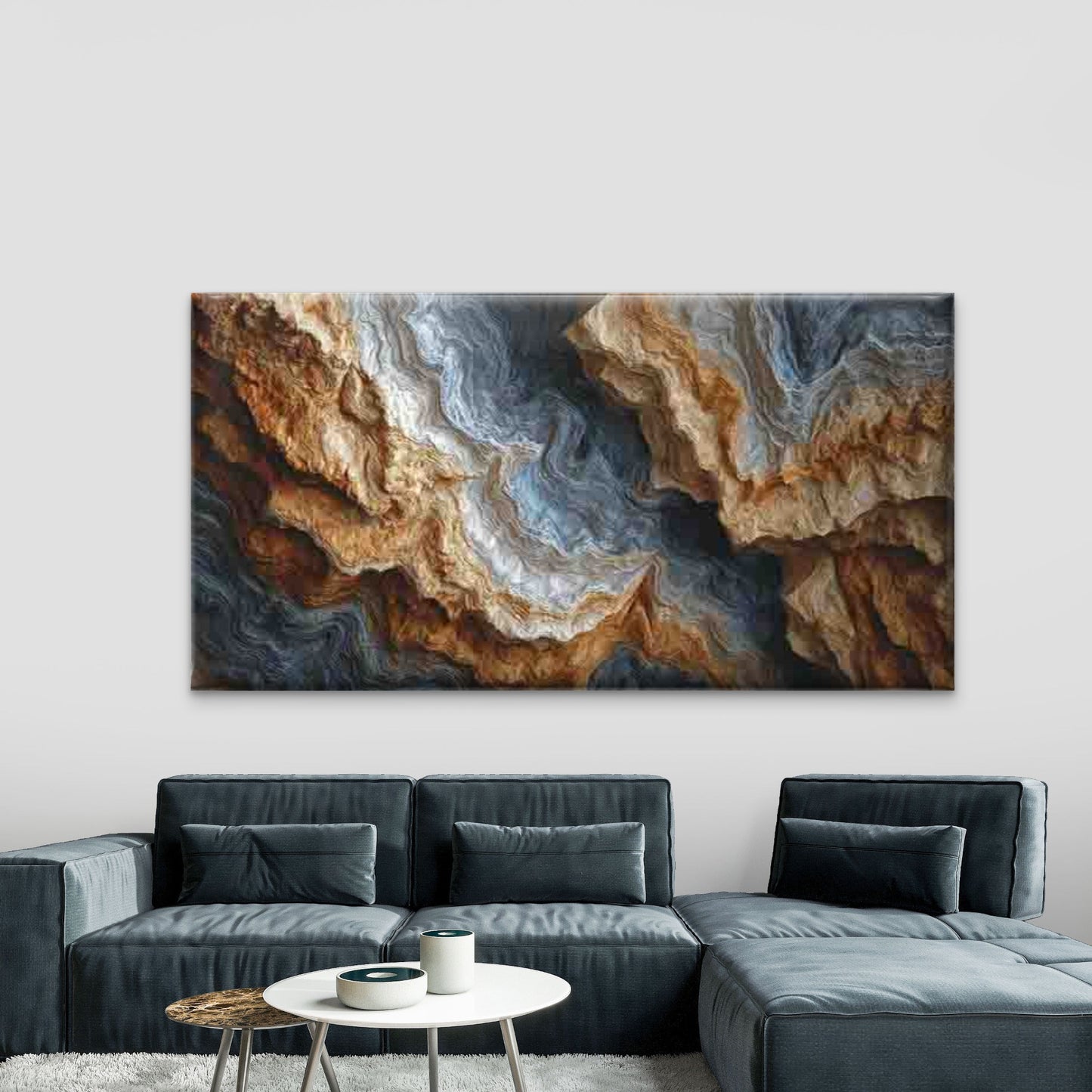 Abstract Waves Wall Art Canvas Office Home Room Framed 120x60cm