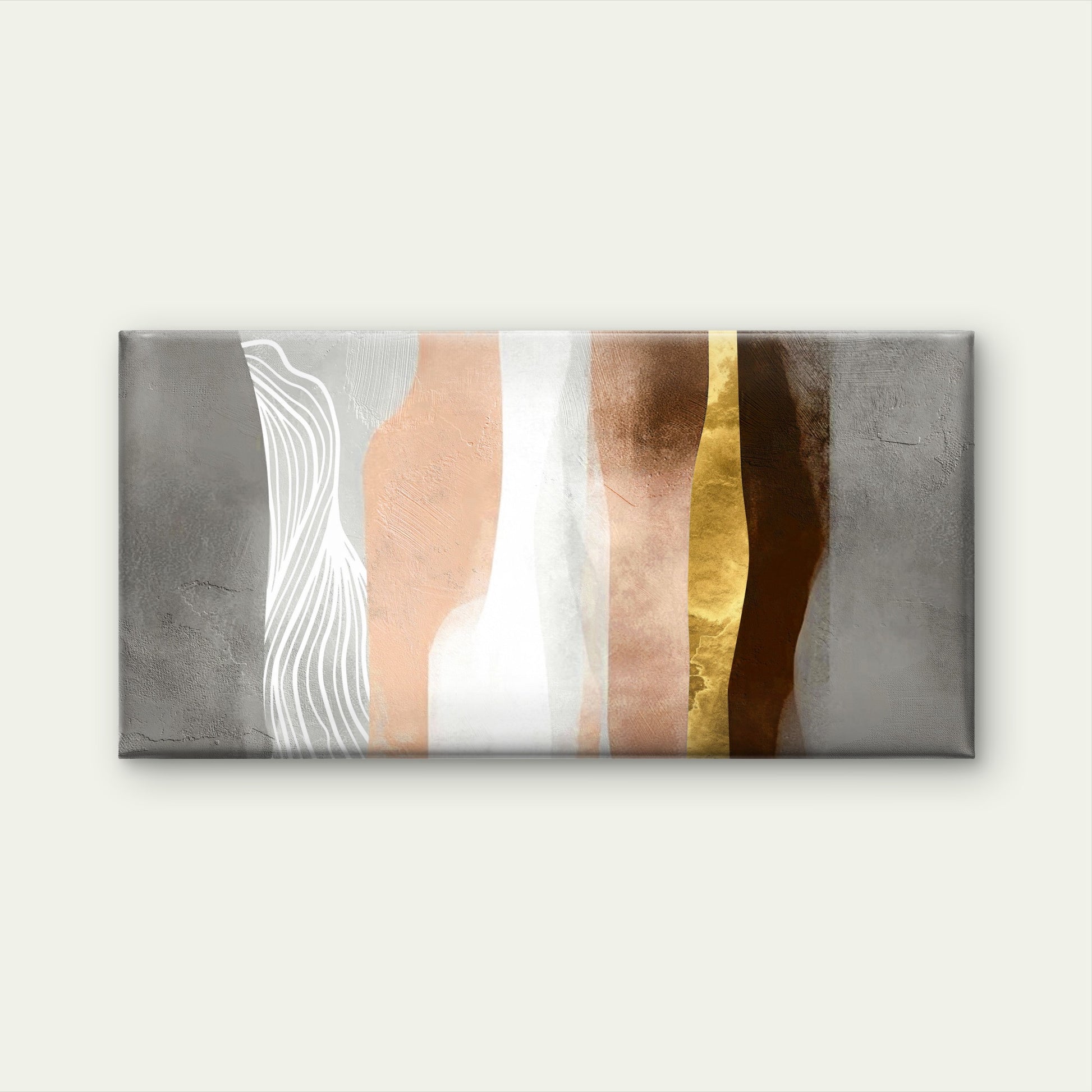 Abstract Blush Pink Brown Stripe Wall Art Canvas Office Home Framed 120x60cm