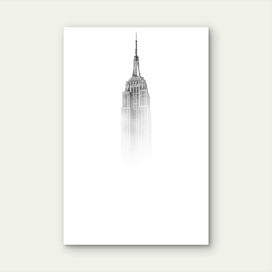 Empire State Building Minimalist Fog 40x60cm Metal Print Ready to Hang