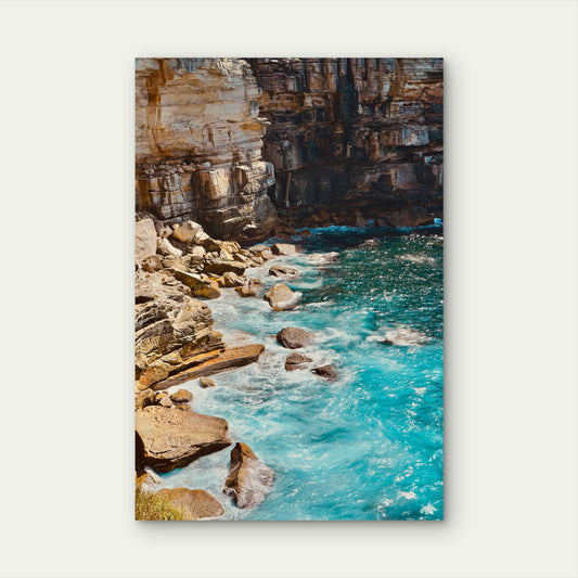 Vaucluse Diamond Bay Coastal Sea Rock Cliffs 40x60cm Metal Print Ready to Hang