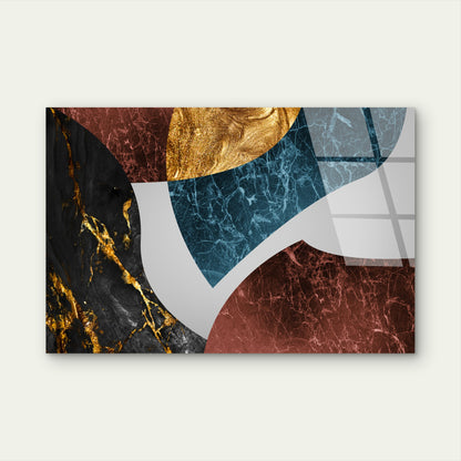 Abstract Geometric Marble Gold Foil Blue Black Red Acrylic Glass Printing Wall Art Australian Made Quality
