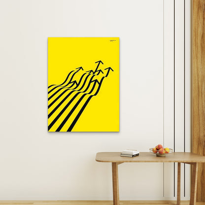 Abstract Yellow Wave Metal Print Ready to Hang