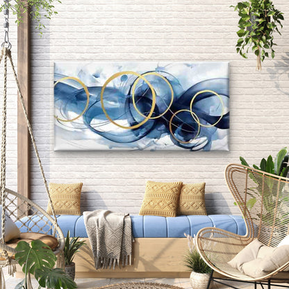 Abstract Art with Golden Circle Wall Art Canvas Office Home Room Framed 120x60cm