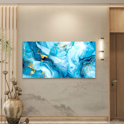 Blue Gold Marble Art Wall Art Canvas Office Home Room Framed 120x60cm