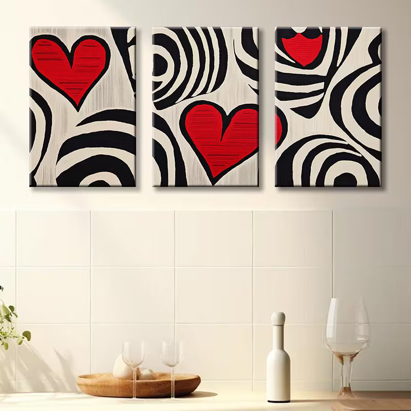3pcs Modern Abstract Love Heart Wall Art Set Canvas Framed 40x60cm - High Quality Print 100% Australian Made Wall Canvas Ready to Hang
