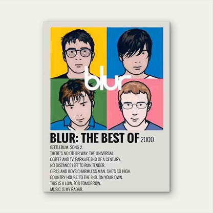 Blur 'The Best of 2000' Graphic Album 60x90cm Metal Print Ready to Hang - Bella Home Decor