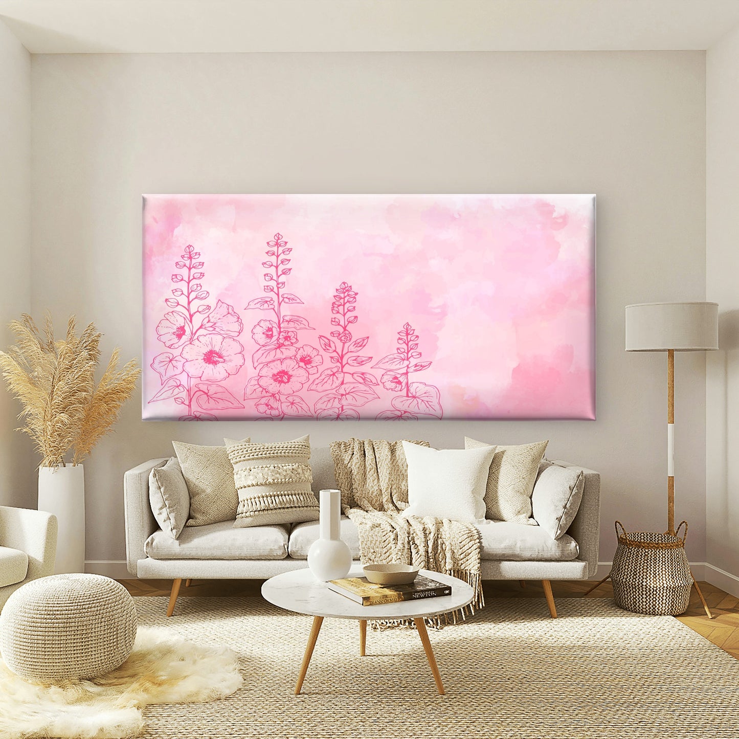 Soft Pastel Sakura Garden Bloom Wall Art Canvas Office Home Room Framed 120x60cm