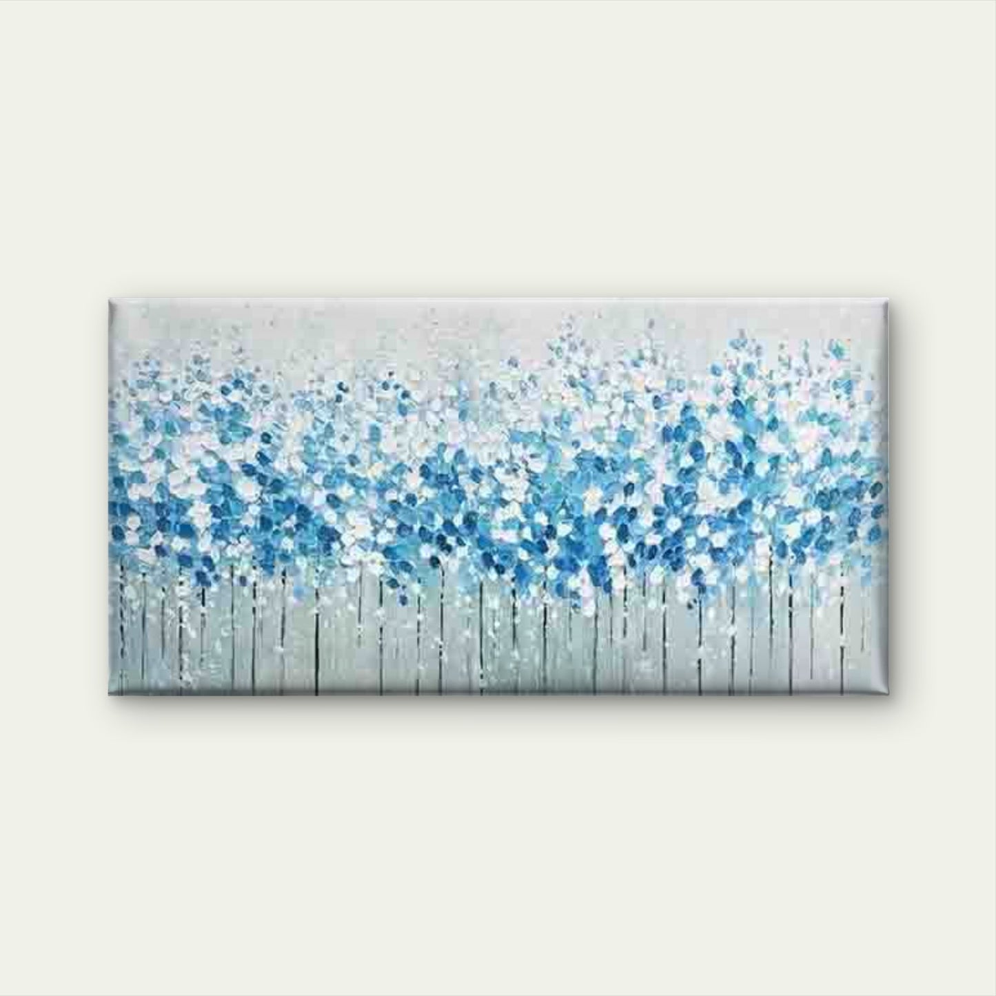 Blue and White Abstract Tree Wall Art Canvas Office Home Room Framed 120x60cm - Bella Home Decor