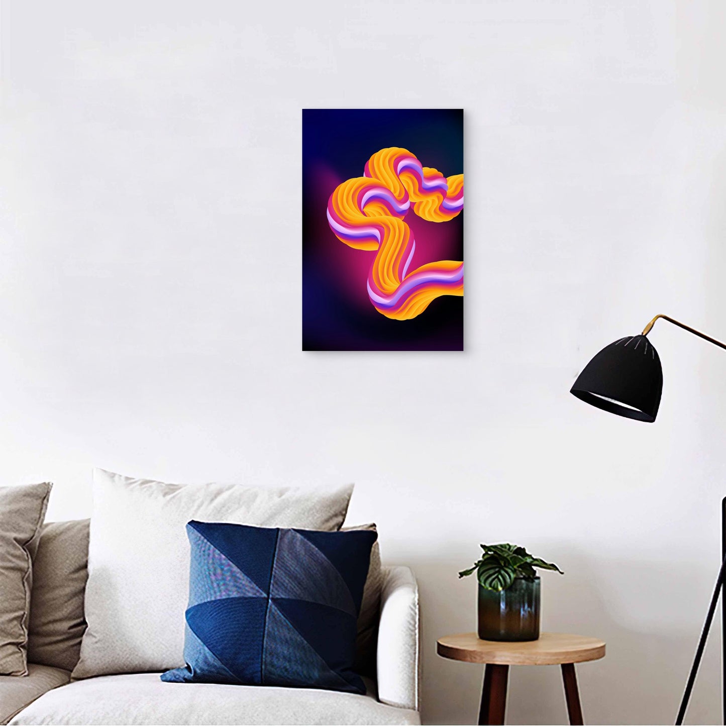 Flowing, Wavy Abstract Design 40x60cm Metal Print Ready to Hang
