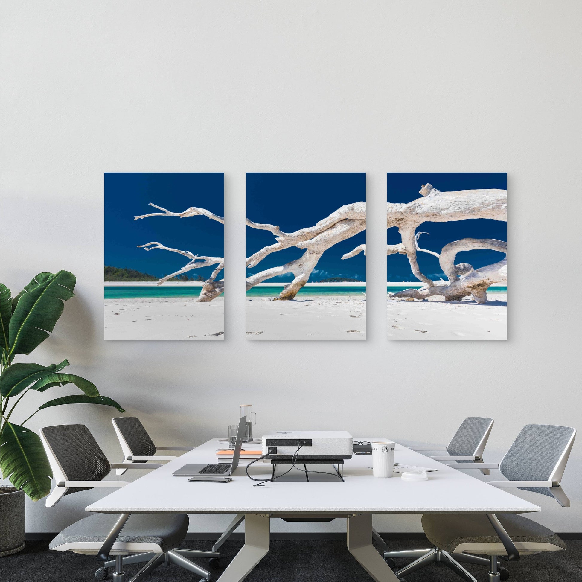 3pcs Whitehaven Beach With White Sand Metal Print Ready to Hang Art