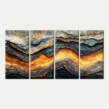 4pcs Abstract Agate Geode Gold Rock Marble Wall Art Canvas Framed 45x80cm - High Quality Print 100% Australian Made Wall Canvas Ready to Hang