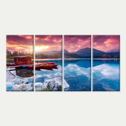 4pcs Štrbské Pleso High Tatras Slovakia Lake Wall Art Canvas Framed 45x80cm - High Quality Print 100% Australian Made Wall Canvas Ready to Hang