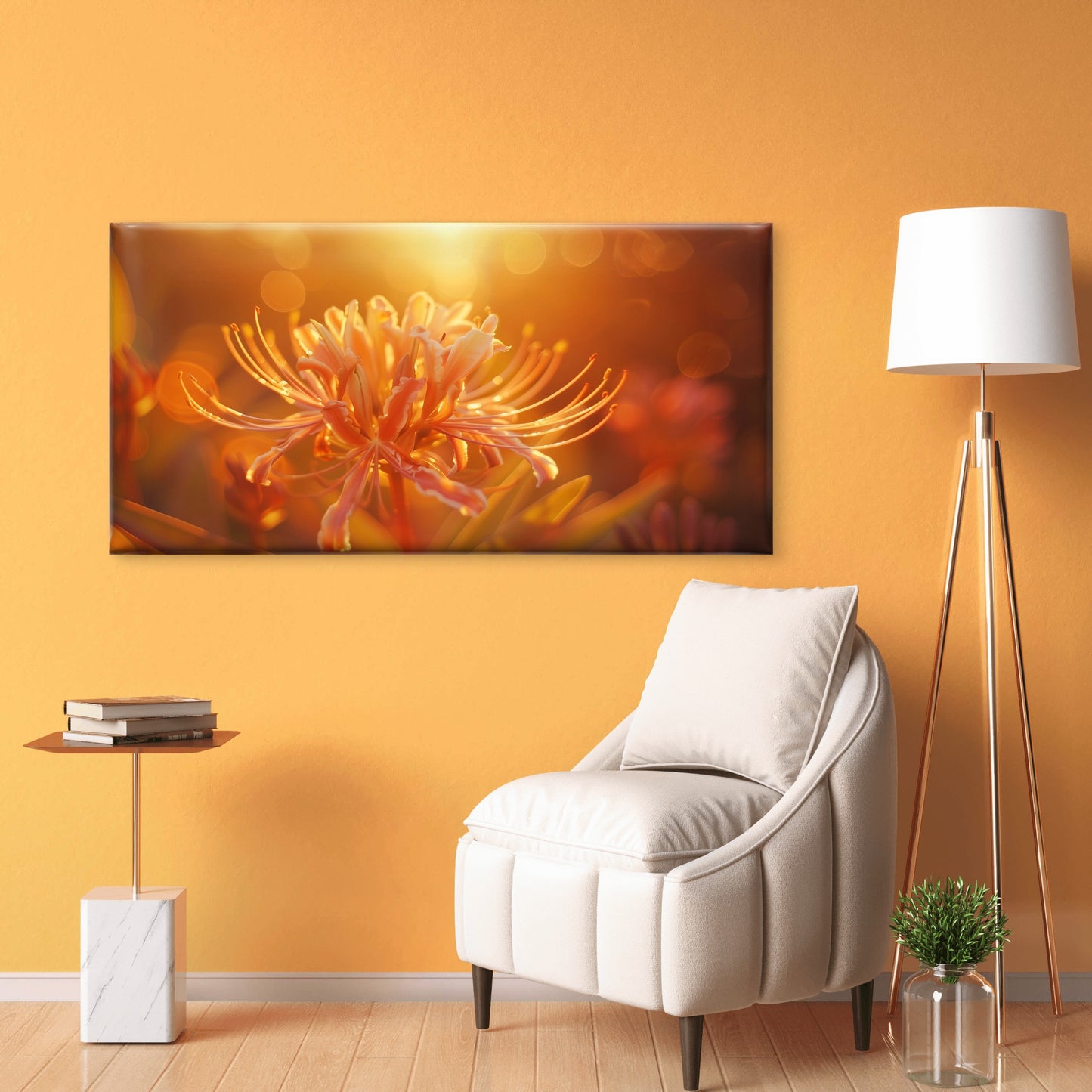 Golden Hour Spider Lily Wall Art Canvas Office Home Room Framed 120x60cm