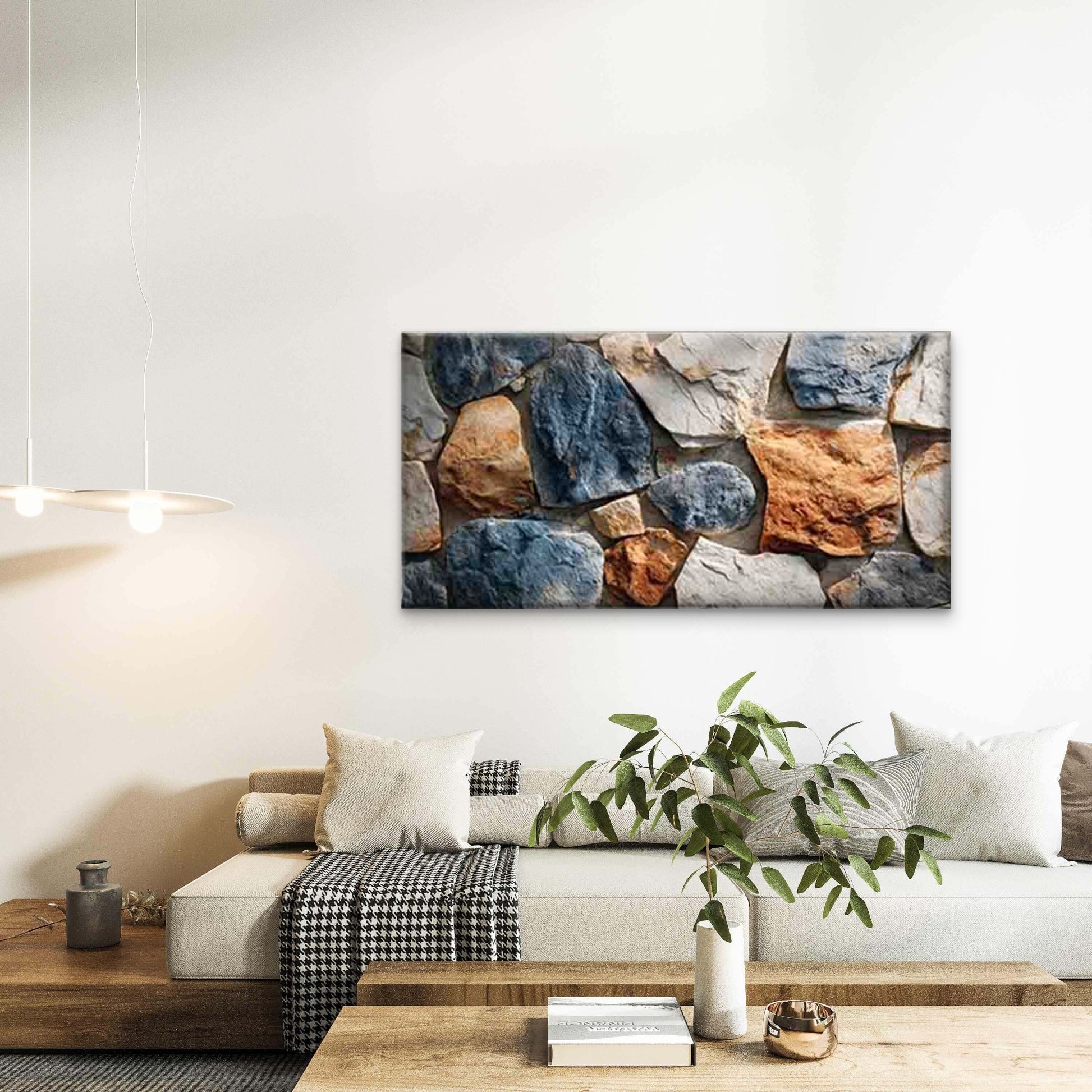 Colorful Rustic Stone Wall Art Canvas Office Home Room Framed 120x60cm - Bella Home Decor