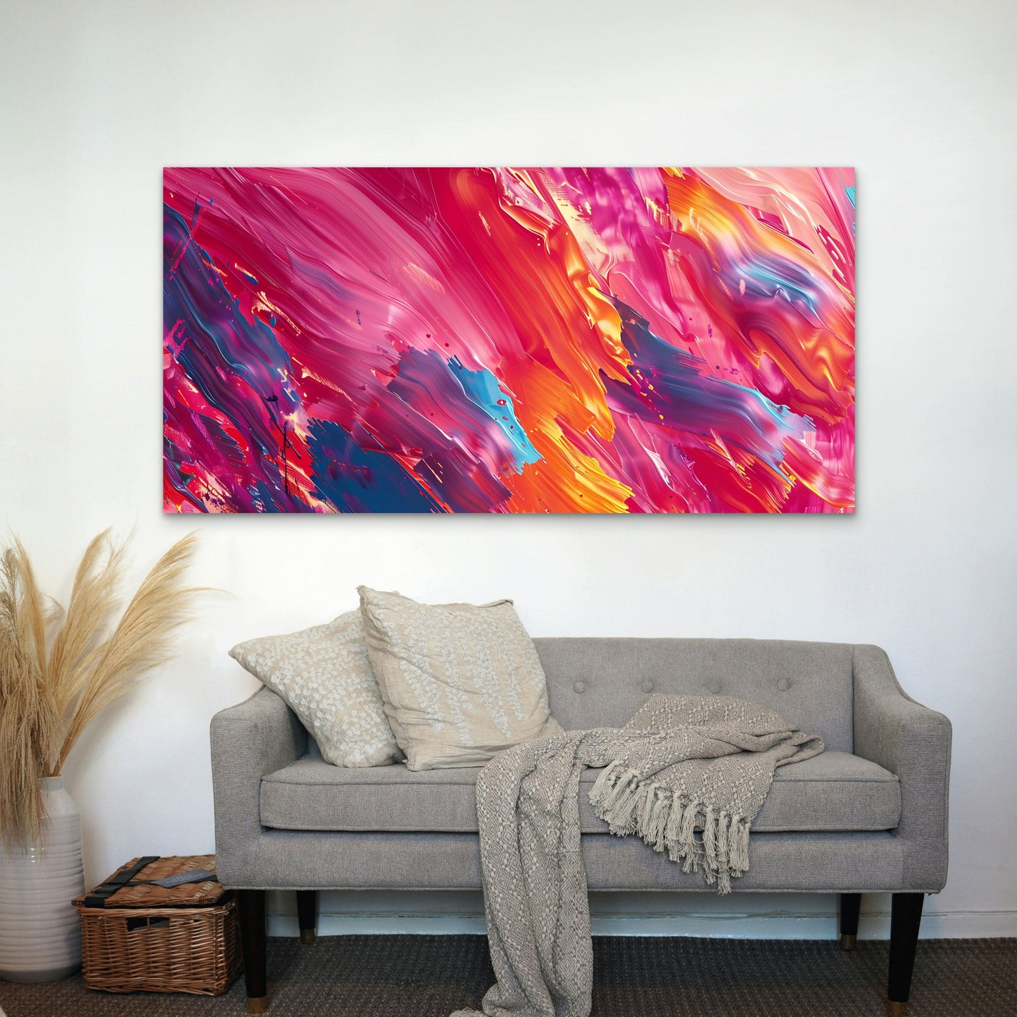 Vibrant Strokes Of Color Wall Art Canvas Office Home Room Framed 120x60cm