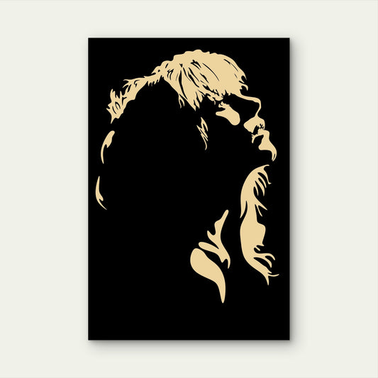 Abstract Pop Star Singer Music Icon Gold 40x60cm Metal Print Ready to Hang