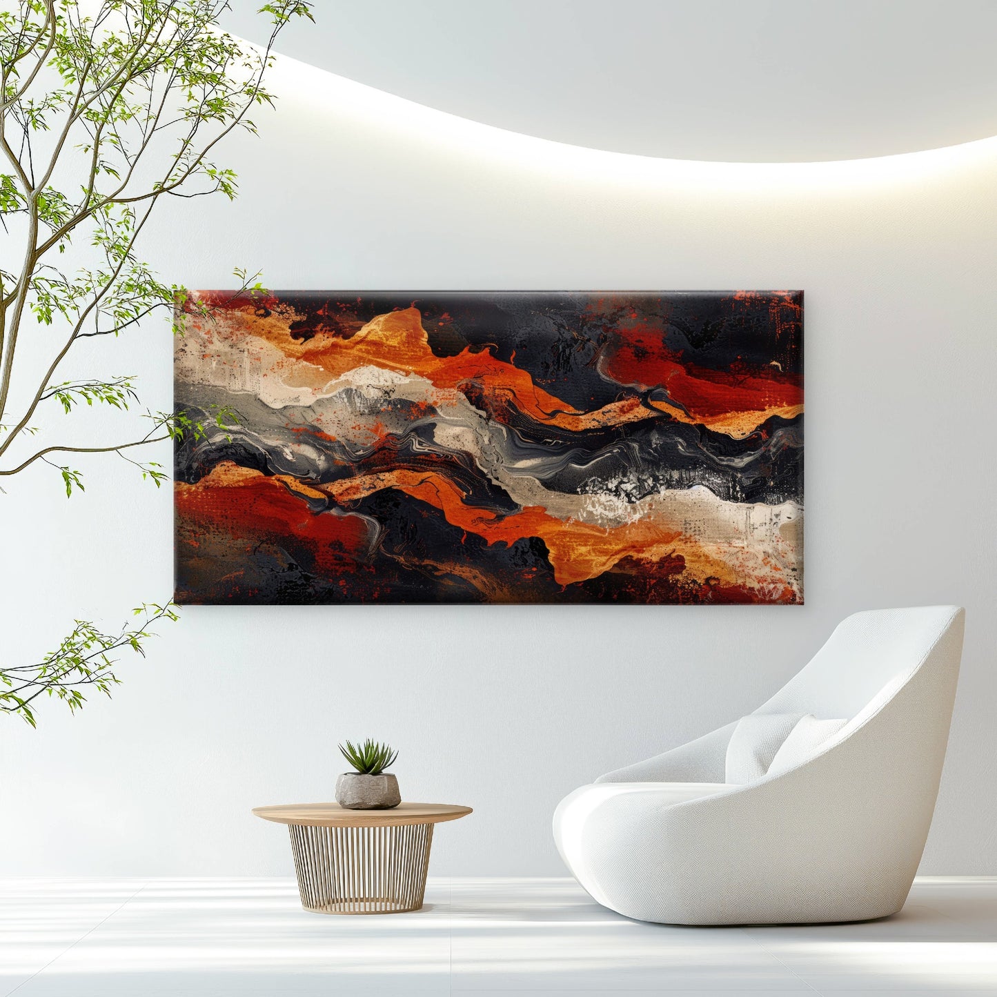 Red Gold Marble Fire Wall Art Canvas Office Home Room Framed 120x60cm