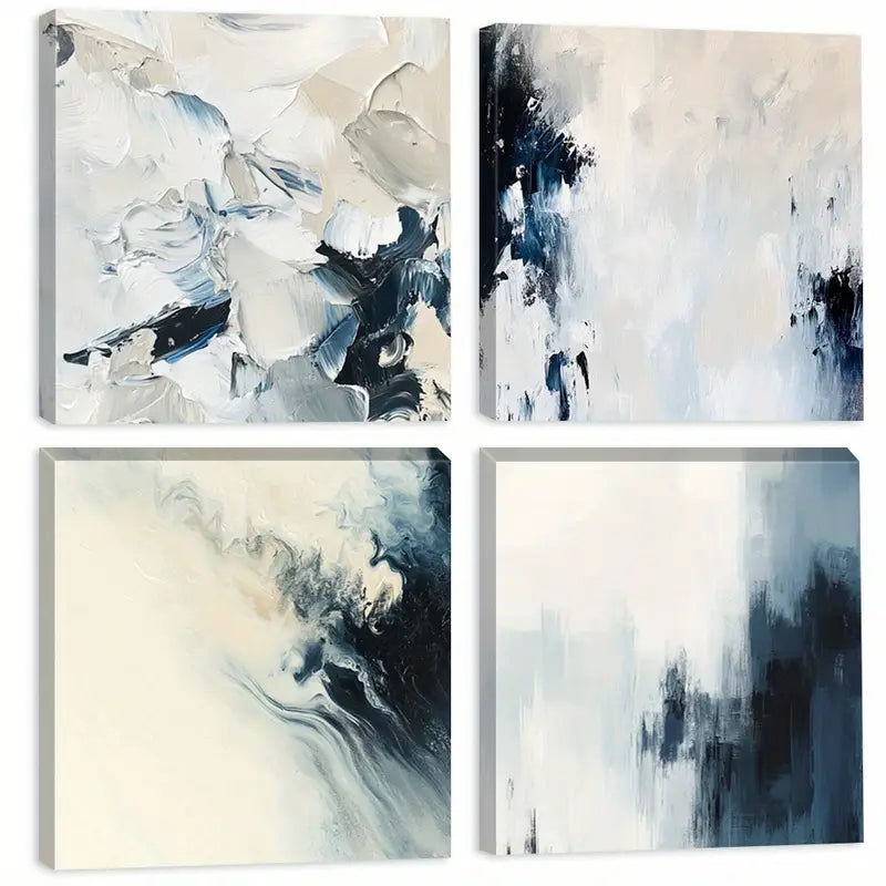 4pcs  Soft Color Flowing Gradient Waves  Wall Art Canvas Framed
