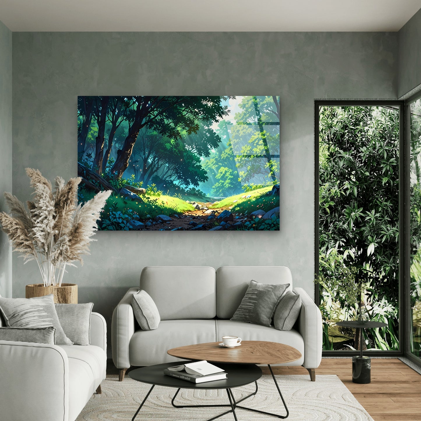 Anime Forest Path Sunbeam Woodland  Acrylic Glass Printing Wall Art Australian Made Quality