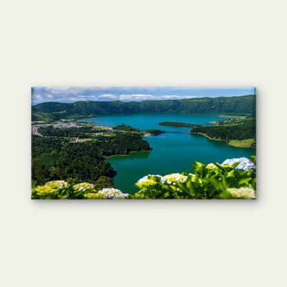 Sete Cidades Crater Lakes Wall Art Canvas Office Home Room Framed 120x60cm