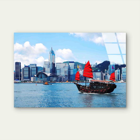 Asian Cityscape Ocean Tempered Glass Printing Wall Art Australian Made Quality