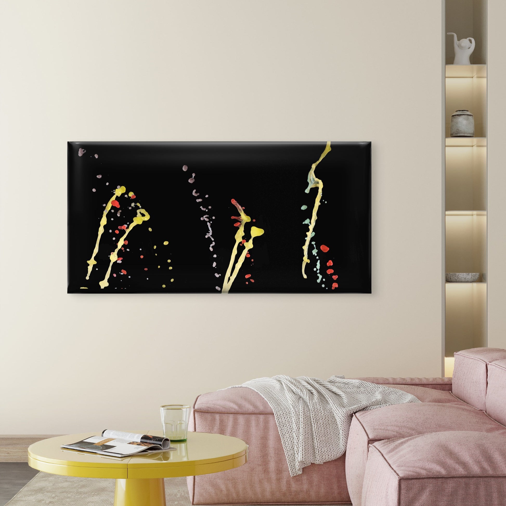 Vibrant Liquid Motion Wall Art Canvas Office Home Room Framed 120x60cm - Bella Home Decor