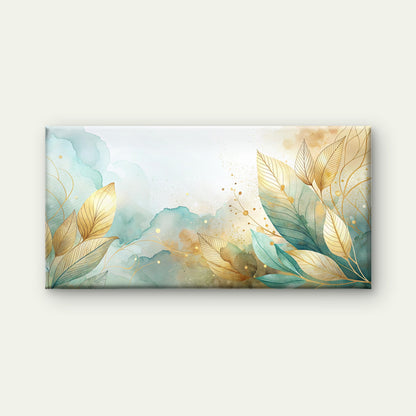 Sage Currents Golden Leaves Wall Art Canvas Office Home Room Framed 120x60cm - Bella Home Decor