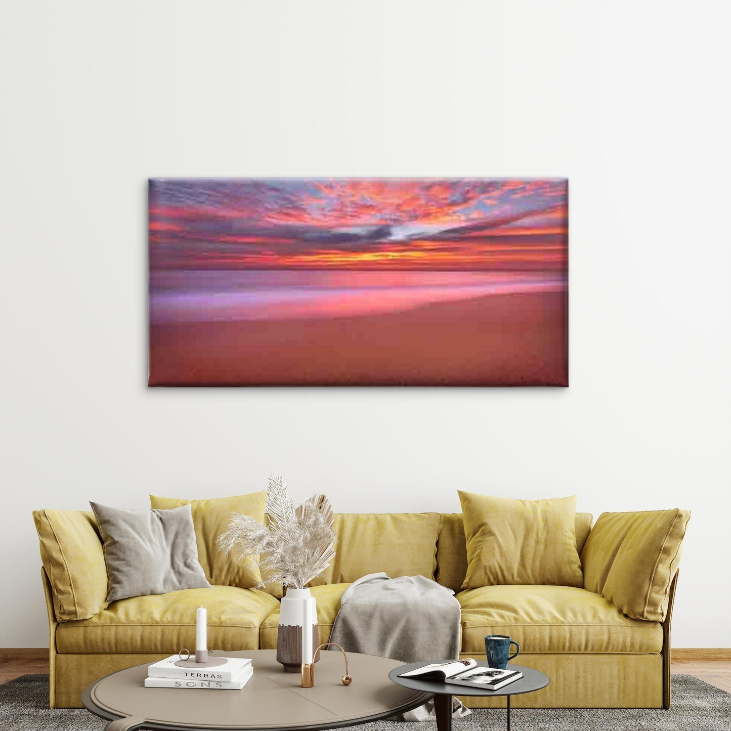 Modern Beach Ocean Horizon Wall Art Canvas Office Home Room Framed 120x60cm - Bella Home Decor