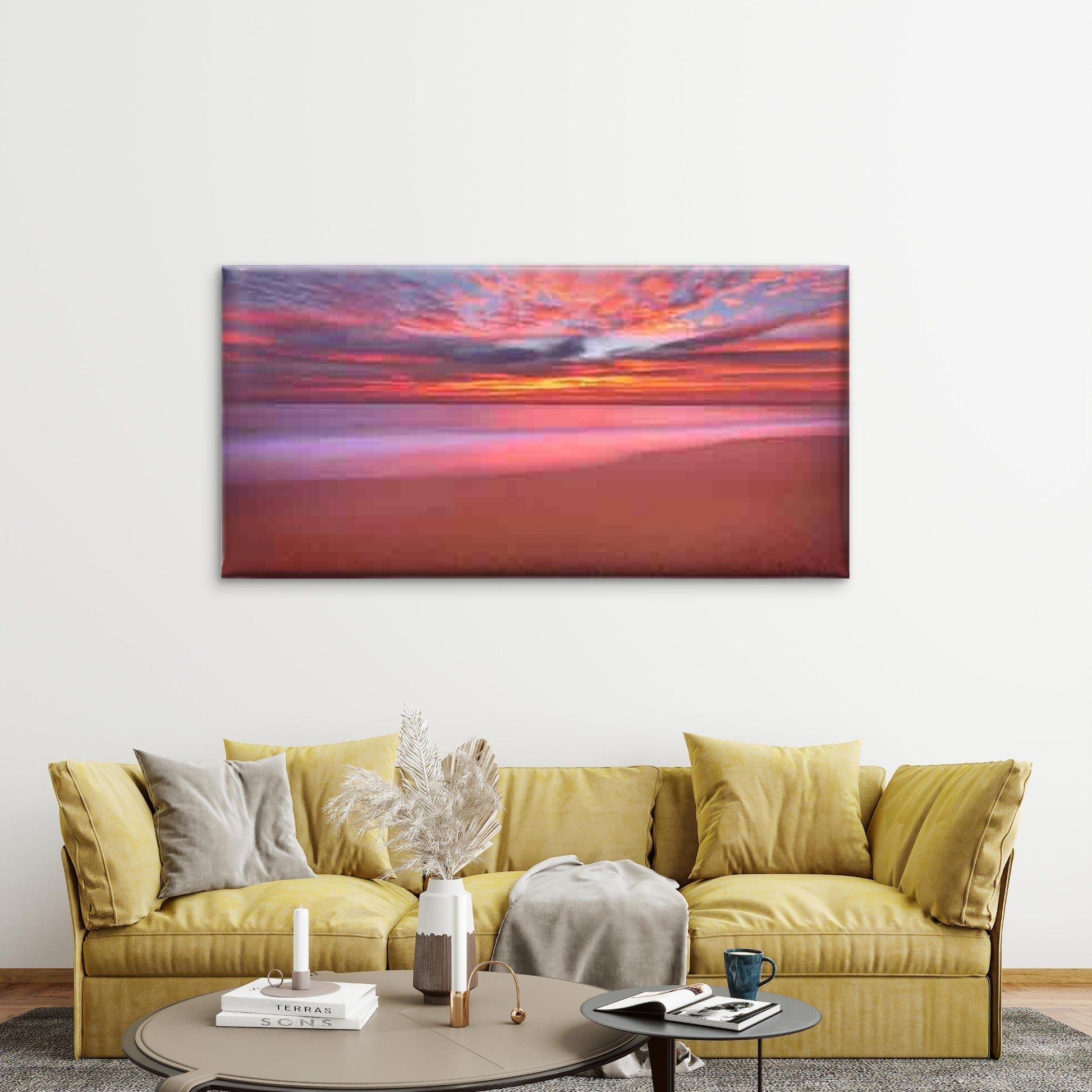 Modern Beach Ocean Horizon Wall Art Canvas Office Home Room Framed 120x60cm - Bella Home Decor