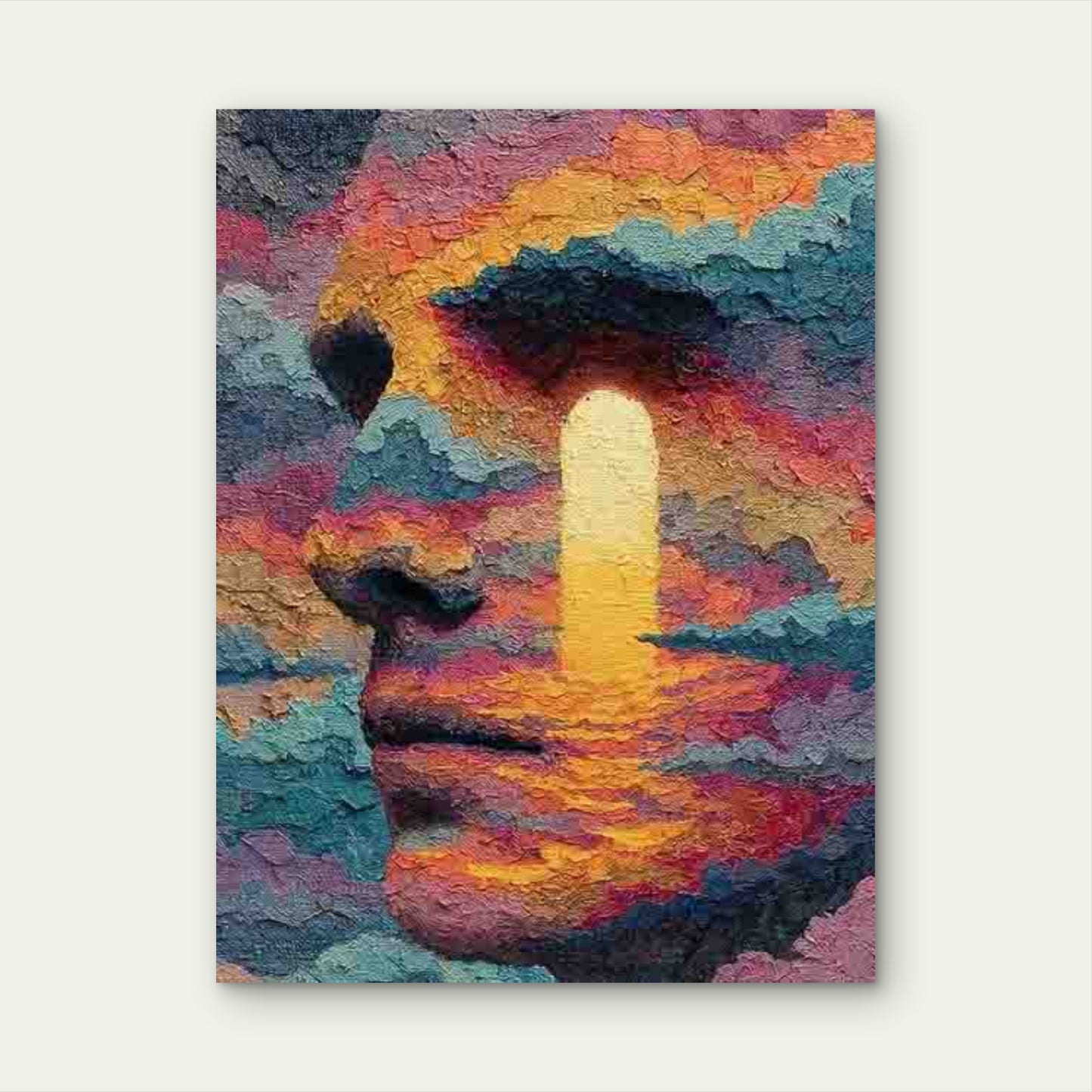 Abstract Surreal Cloud Head Metal Print Ready to Hang