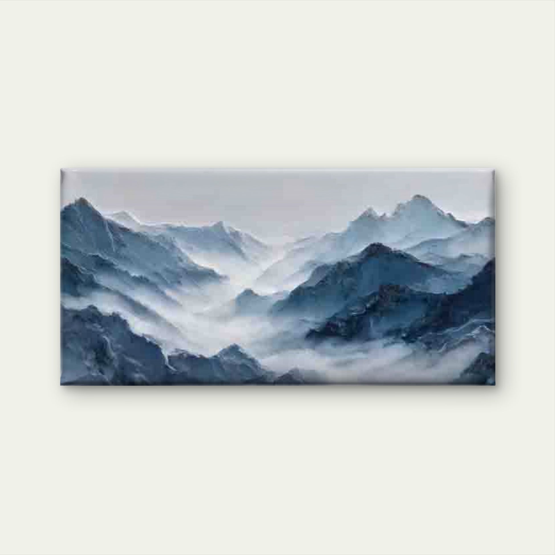 Misty Blue Mountain Landscape Wall Art Canvas Office Home Room Framed 120x60cm - Bella Home Decor