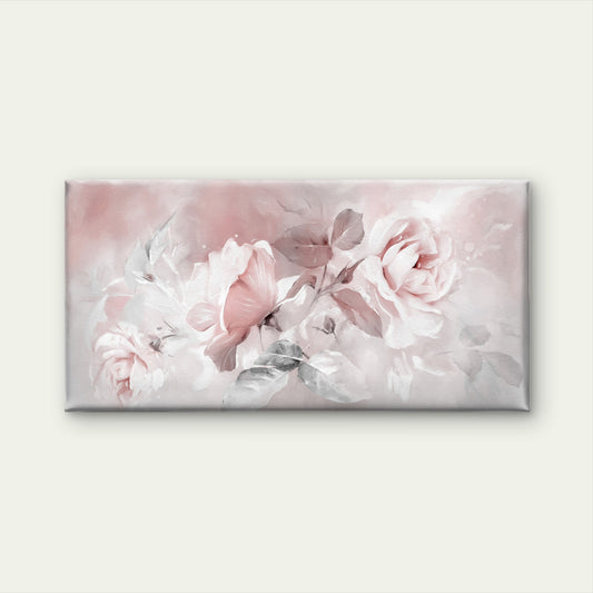 Pink Rose Floral Soft Bunch Wall Art Canvas Office Home Room Framed 120x60cm
