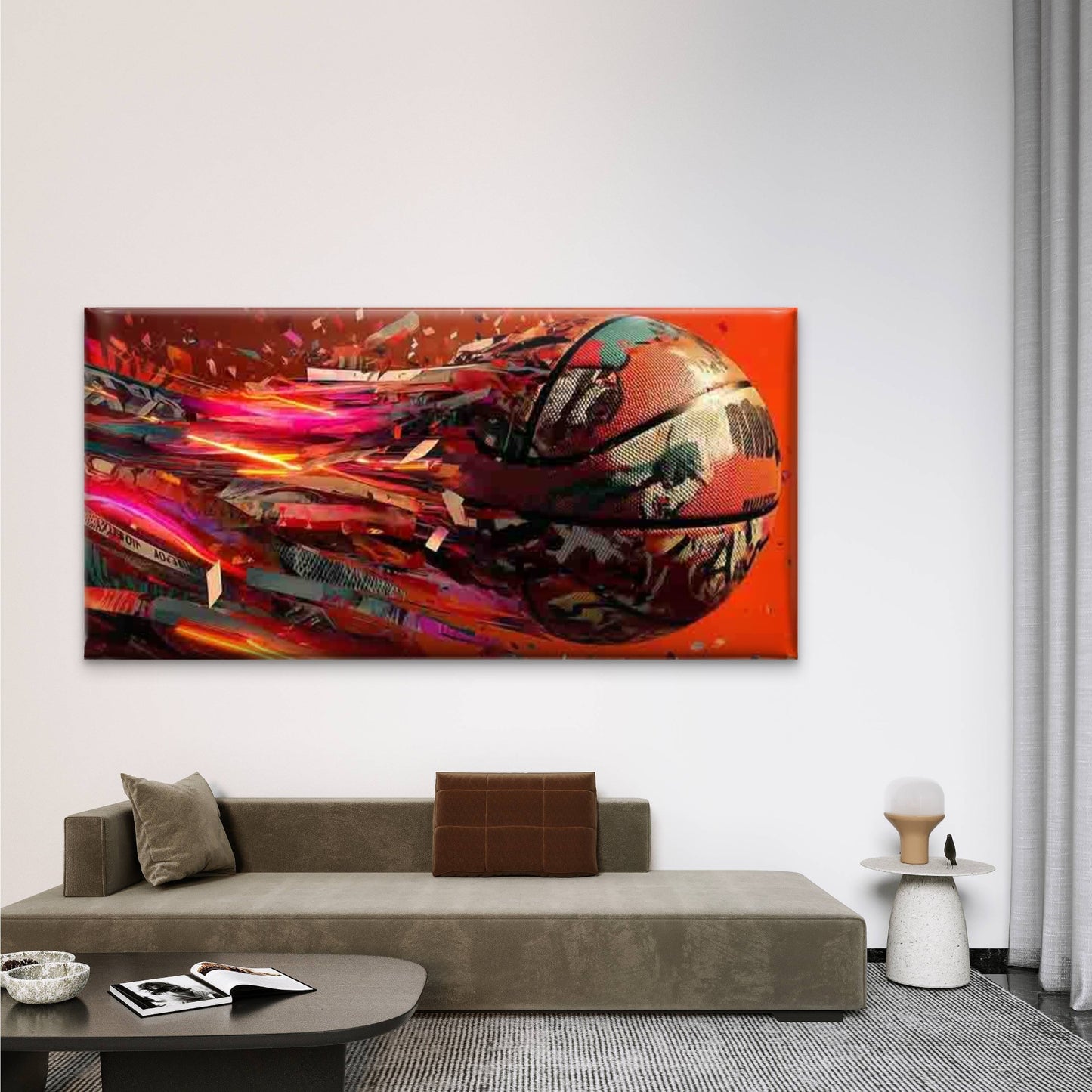 Abstract Basketball Explosion Wall Art Canvas Office Home Room Framed 120x60cm