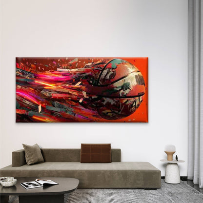Abstract Basketball Explosion Wall Art Canvas Office Home Room Framed 120x60cm