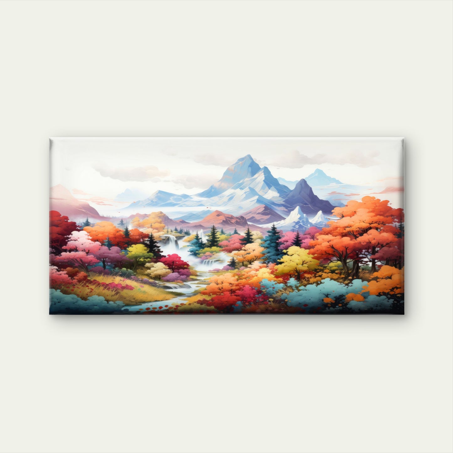 Enchanted Autumn Valley Wall Art Canvas Office Home Room Framed 120x60cm