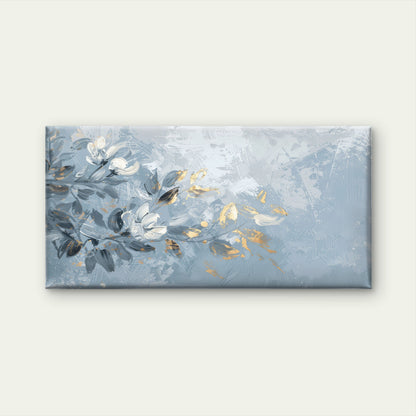 Blue Gold Floral Branch Wall Art Canvas Office Home Room Framed 120x60cm