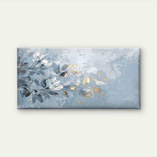 Blue Gold Floral Branch Wall Art Canvas Office Home Room Framed 120x60cm