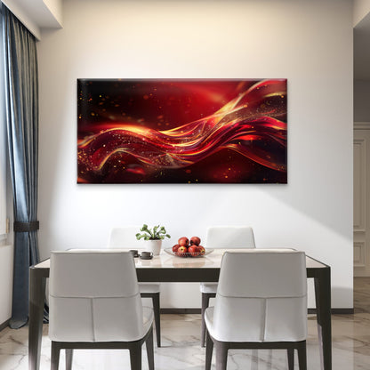 Golden Sparkle Red Motion Wall Art Canvas Office Home Room Framed 120x60cm