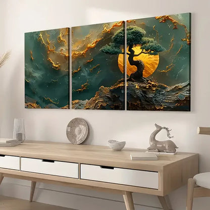 3pcs Abstract Art Style Trees And Mountains Art Smooth Wall Art Set Canvas Unframed - High Quality Print 100% Australian Made Wall Canvas - Bella Home Decor